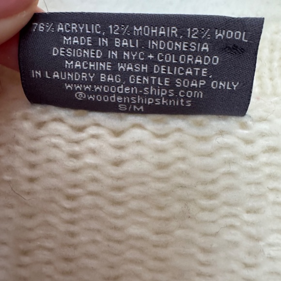 Wooden Ships Santa Baby Holiday Mohair Hand Knit Crew Neck Sweater S/M - Picture 4 of 6